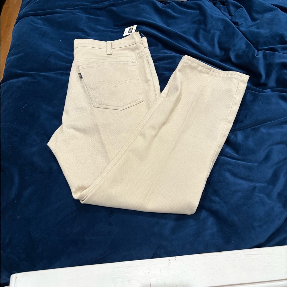 Vintage Levis 517 Pants Mens Sz 34x30 Ivory Sta Prest USA 90s Slacks Trousers